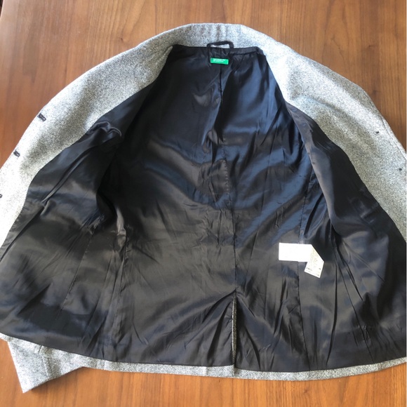 United Colours of Benetton Gray Wool Blend Blazer with Corduroy Collar ✨ Size 42 - Picture 12 of 16